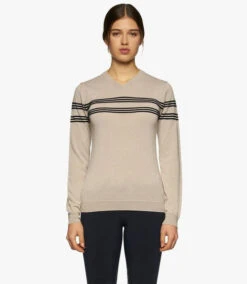 Cavalleria Toscana Merino V-Neck Sweater -Riding Apparel Store V neck sweater off white front MAD113 LA035 1004 cT 24578.1650668199