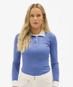Horze Blaire Long Sleeve Show Shirt -Riding Apparel Store blair ls show shirt periwinkle collar open horze 12068.1554325267