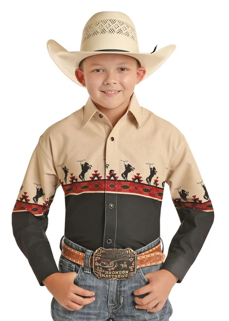 Panhandle Boys Border Print Snap Shirt 2 Panhandle Boys Border Print Snap Shirt - Image 2