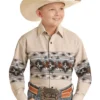 Panhandle Boys Border Print Snap Shirt