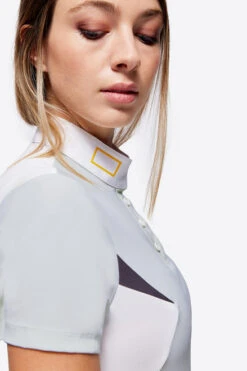 RG Button Competition Polo Short Sleeve -Riding Apparel Store button competition polo ss lt.grey detail POW003 JS001 8100 cavalleria toscana 56896.1670277087