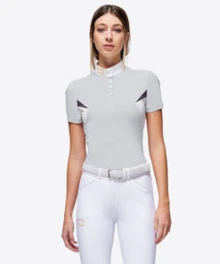 RG Button Competition Polo Short Sleeve -Riding Apparel Store button competition polo ss lt.grey front POW003 JS001 8100 cavalleria toscana 56078.1670277312