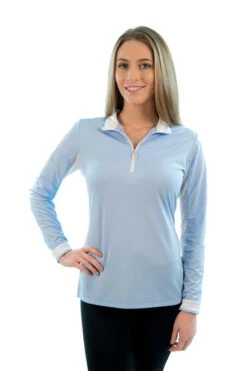 Kastel Denmark 1/4 Zip Sun Shirt - Solid Colors -Riding Apparel Store charlotte light blue white CHLBW kastel 98921.1677869031