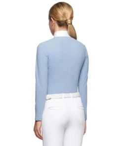 Cavalleria Toscana Girls Team Zip Long Sleeve Polo -Riding Apparel Store chd team zip polo ls light blue back POA068 JE022 7C00 CT 55845.1649016534