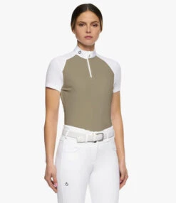 Cavalleria Toscana Mitered Competition Polo Short Sleeve -Riding Apparel Store compet polo miter ss foliage green CT 73636.1664321256