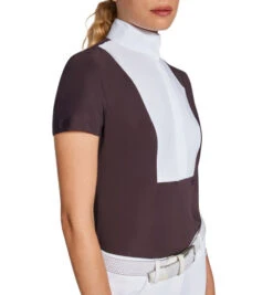 Cavalleria Toscana Hunter Competition Shirt Short Sleeve -Riding Apparel Store competition SS poplin bib dk purple side CAD192 JE002 3A00 CT 03187.1690565758