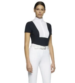 Cavalleria Toscana Hunter Competition Shirt Short Sleeve -Riding Apparel Store competition SS poplin bib navy side CAD192 JE002 7901 CT 84887.1690565745