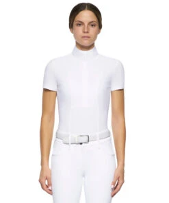 Cavalleria Toscana Hunter Competition Shirt Short Sleeve -Riding Apparel Store competition SS poplin bib white front CAD192 JE002 0001 cavalleria 07556.1690565740