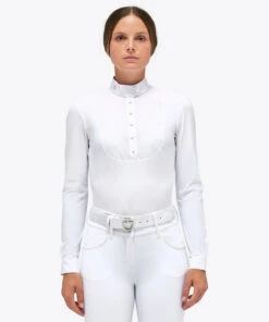 Cavalleria Toscana Poplin Pleats Competition Shirt -Riding Apparel Store competition poplin pleats ls white front CAD230 JE022 0001 cavalleria toscana 30908.1684976068
