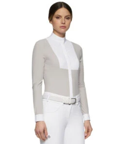 Cavalleria Toscana Crochet Bib Long Sleeve Shirt 10 Cavalleria Toscana Crochet Bib Long Sleeve Shirt -Riding Apparel Store crochet bib LS shirt grey front CAD131 JE140 8100 CT 69848.1649191666