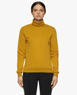 Cavalleria Toscana Embossed Turtleneck Pullover -Riding Apparel Store ct emboss turtleneck pullover yl.ochre front FED106 CO100 2B00 cavalleria toscana 08732.1664063436