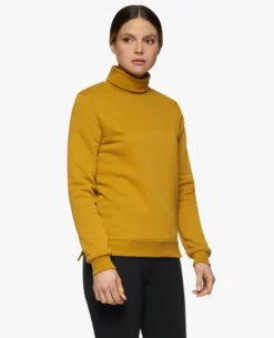 Cavalleria Toscana Embossed Turtleneck Pullover -Riding Apparel Store ct emboss turtleneck pullover yl.ochre side FED106 CO100 2B00 cavalleria toscana 54664.1664055409