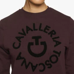 Cavalleria Toscana Orbit Logo Sweatshirt -Riding Apparel Store ct orbit crew burgundy front detail FED103 CO079 3A00 cavalleria toscana 39689.1657140089