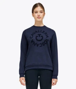 Cavalleria Toscana Orbit Logo Sweatshirt -Riding Apparel Store ct orbit crew navy front FED103 CO079 CT 24573.1667273499