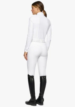 Cavalleria Toscana Perforated Insert Shirt Long Sleeve -Riding Apparel Store ct perforated insert ls white navy back CAD216 JE022 0179 cavalleria toscana 65215.1660260131