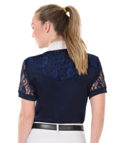 Ovation Elegance Lace Short Sleeve Show Shirt -Riding Apparel Store elegance lace ss navy rider back 471198 ovation 65380.1626029095