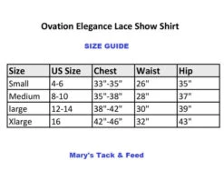 Ovation Elegance Lace Short Sleeve Show Shirt -Riding Apparel Store elegance lace ss show shirt size chart 471198 ovation 55385.1626029145