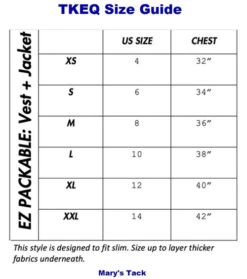 TKEQ EZ Packable Down Jacket -Riding Apparel Store ez packable vest size guide tkeq 21368.1663101937