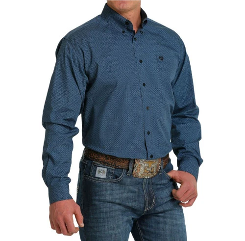 Men's Cinch Blue Geo Print Shirt Long Sleeve 1 Men's Cinch Blue Geo Print Shirt Long Sleeve
