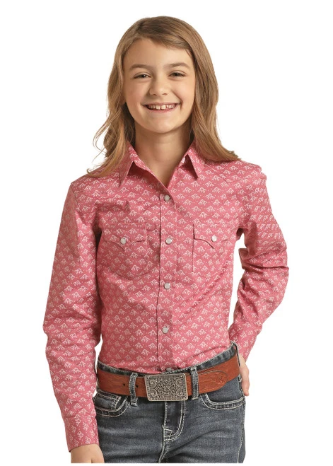 Panhandle Girls Geometric Horse Print Shirt 1 Panhandle Girls Geometric Horse Print Shirt