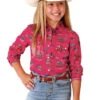 Roper Girls Horse Print Rayon Shirt