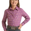 Girls Panhandle Rainbow Cactus Print Snap Shirt