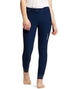 Girls Ariat Tri Factor Breeches Knee Grip -Riding Apparel Store girls tri factor knee grip navy front 10030996 ariat 05793.1676326911