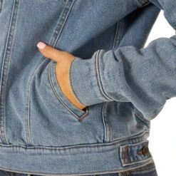 Wrangler Women's Denim Sherpa Hooded Jacket