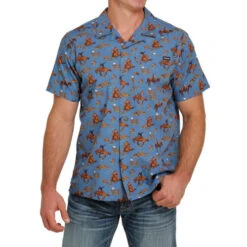 Men's Cinch Horse Print Camp Shirt