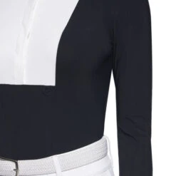 Cavalleria Toscana Hunter Competition Shirt Long Sleeve -Riding Apparel Store hunter competition LS navy closeup CAD191 JE002 7901 CT 83725.1690564918