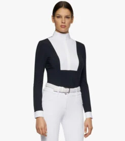 Cavalleria Toscana Hunter Competition Shirt Long Sleeve -Riding Apparel Store hunter competition LS navy side CAD191 JE002 7901 CT 68170.1690564923