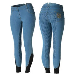 Horze Jessi-Lyn Denim Full Seat Breeches -Riding Apparel Store jessi lyn denim FS ltblue front back cp3664 horze 37049.1657850270