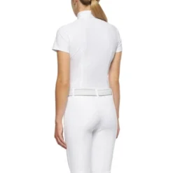 Girls Cavalleria Toscana Flock Dot Polo Short Sleeve -Riding Apparel Store kid flock print polo ss white back POA076 JE152 0001 16866.1656714388