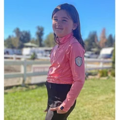 Irideon Kids Thermaluxe Quarter Zip Top -Riding Apparel Store kids thermaluxe top salmon rider 30 7112 SLM irideon 77891.1666388199