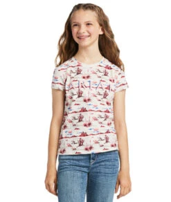 Ariat Girls REAL Yuma Print Tee -Riding Apparel Store kids yuma print tee front 10039503 ariat 34439.1641590615