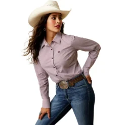 Ariat Kirby Stretch Shirt -Riding Apparel Store kirby stripe ls pomegran front 10043473 ariat 44270.1674771486
