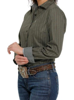 Cinch Ladies Cotton Performance Shirts Prints 13 Cinch Ladies Cotton Performance Shirts Prints -Riding Apparel Store lds cinch dot stripe ls olive front MSW9164191 miller 82541.1677547254