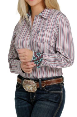 Cinch Ladies Tencel Print Shirt -Riding Apparel Store lds stripe ls multi side MSW9164180 cinch 74906.1652987302