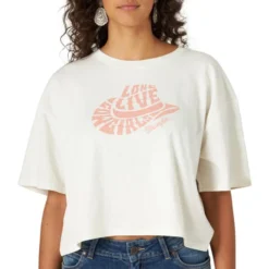 Wrangler Long Live Cowgirls Crop Tee -Riding Apparel Store live cowgirls ss offwhite detail 112318823 wrangler 60392.1663118742