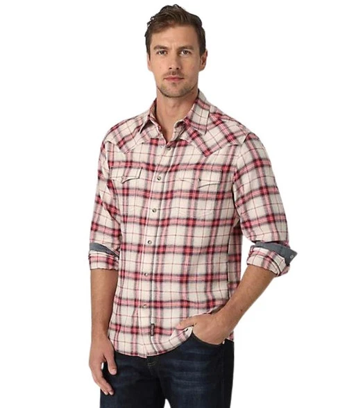 Men's Wrangler Retro Premium Plaid Long Sleeve Shirt 2 Men's Wrangler Retro Premium Plaid Long Sleeve Shirt - Image 2