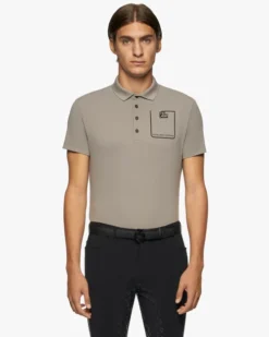 Men's Cavalleria Toscana Raceway Polo Short Sleeve -Riding Apparel Store men team raceway polo ss taupgrey front POU301 PA060 8C00 CT 33628.1659815419
