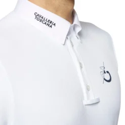 Cavalleria Toscana Men's CT Team Short Sleeve Polo -Riding Apparel Store mens CT team polo SS white detail POU237 PA048 0001 cavalleria 75360.1624996137