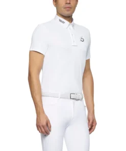 Cavalleria Toscana Men's CT Team Short Sleeve Polo -Riding Apparel Store mens CT team polo SS white side POU237 PA048 0001 cavalleria 96423.1624996140
