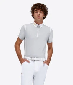 Riding Apparel Store -Riding Apparel Store mens competition zip polo ss lt.grey front POM005 JS001 8100 ct 43004.1670292361