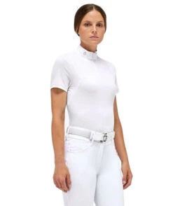 Cavalleria Toscana Mesh Insert Polo Short Sleeve -Riding Apparel Store mesh insert comp shirt short sleeve white front1 POD340 JE179 0101 CT 29851.1683739631