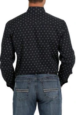 Cinch Modern Fit Print Shirt Long Sleeve -Riding Apparel Store moder fit print ls navy back MTW1347045 miller 95562.1652992348