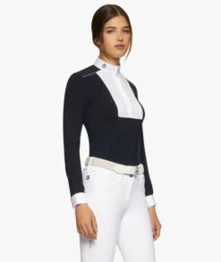 Cavalleria Toscana Outline Piping Shirt Long Sleeve -Riding Apparel Store outline piping compet ls navy side CAD208 JE022 7901 CT 84203.1656712987