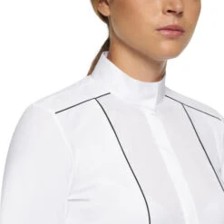 Cavalleria Toscana Outline Piping Shirt Long Sleeve -Riding Apparel Store outline piping compet ls white front detail CAD208 JE022 0001 cavalleria toscana 69463.1656712747