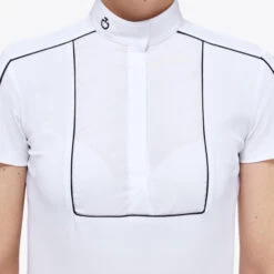 Cavalleria Toscana Outline Piping Shirt Short Sleeve -Riding Apparel Store outline piping compet ss white front detail CAD209 JE022 0001 cavalleria toscana 05417.1649541772