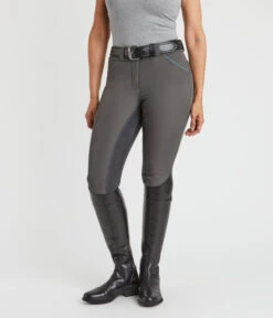 Piper Evolution Breeches Full Seat -Riding Apparel Store piper evolution fs charcoal jade front 33064 smartpak 77374.1665608904